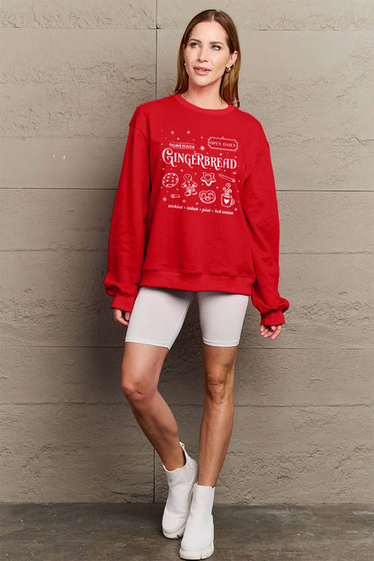 Simply Love Full Size GINGERBREAD Long Sleeve Sweatshirt