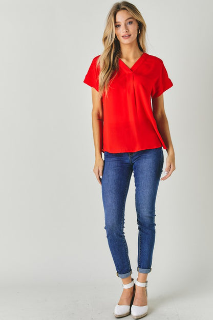 V-Neck Dolman Sleeve Solid Basic Top