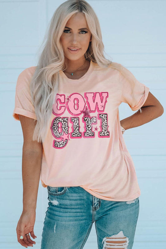 COWGIRL Graphic Cuffed Tee - Dahlia Boutique
