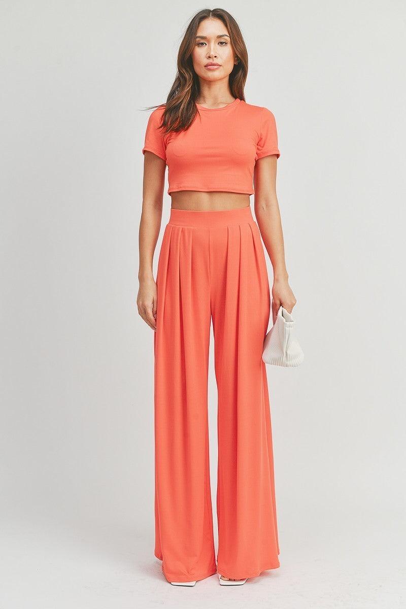 Crop Top And Palazzo Pants Set - Dahlia Boutique