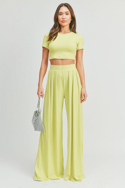 Crop Top And Palazzo Pants Set - Dahlia Boutique