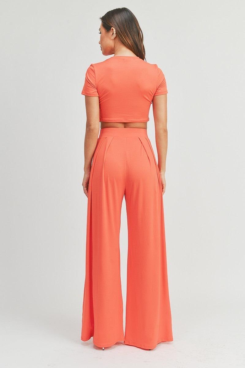 Crop Top And Palazzo Pants Set - Dahlia Boutique