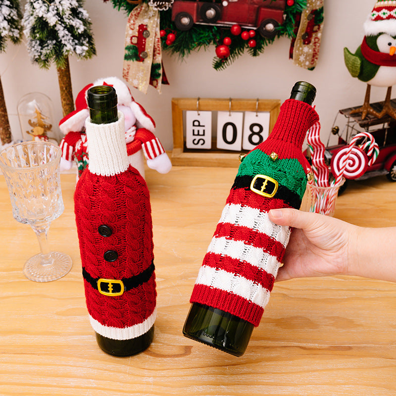 Cable-Knit Wine Bottle Covers, Set of 2