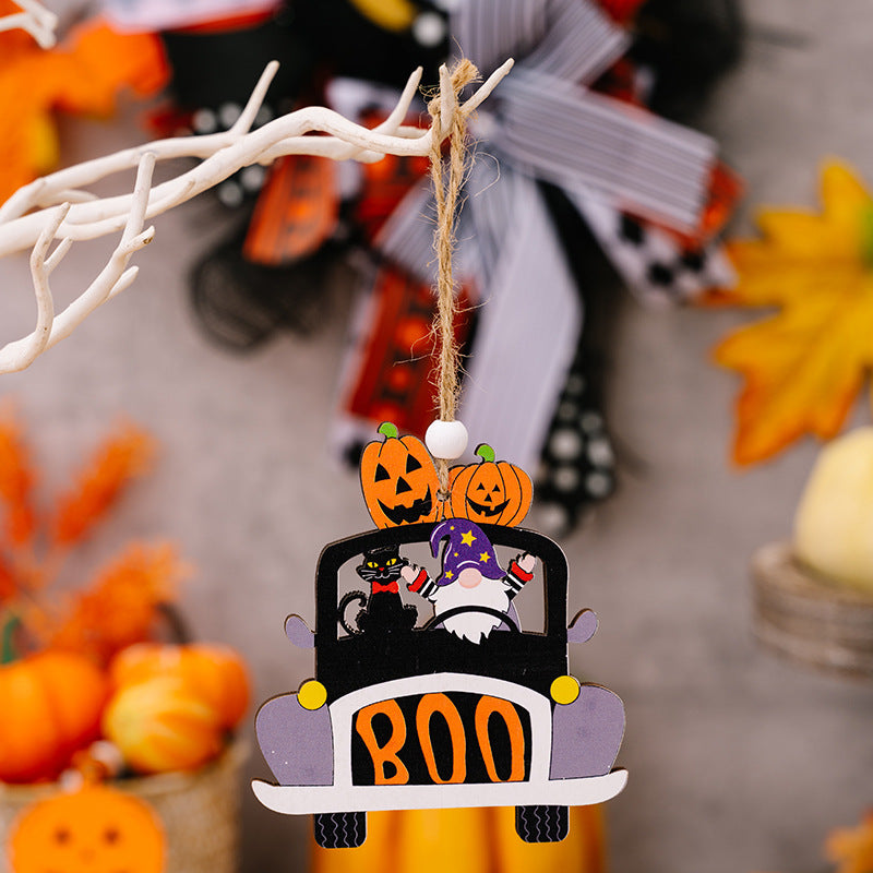 4-Piece Halloween Element Car-Shape Hanging Art