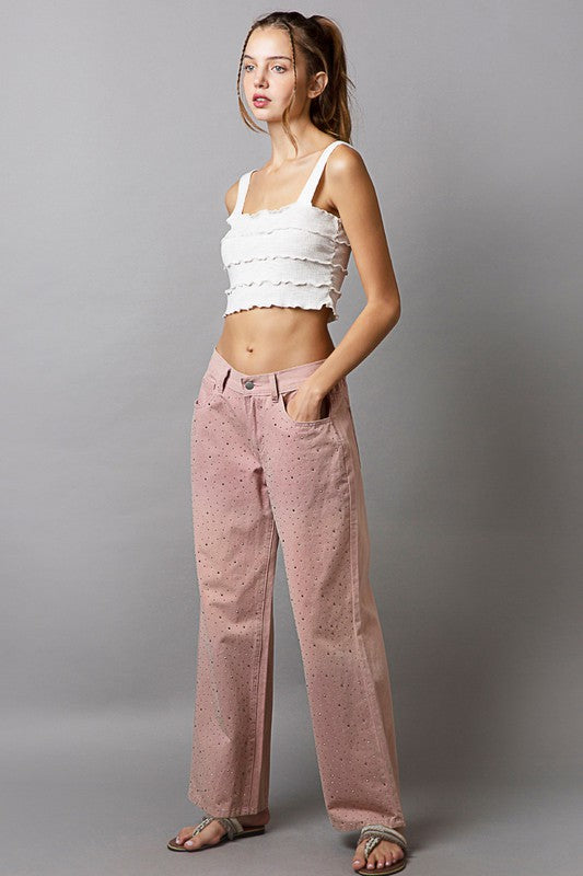 POL Embellishments Gradient Wide Leg Pants