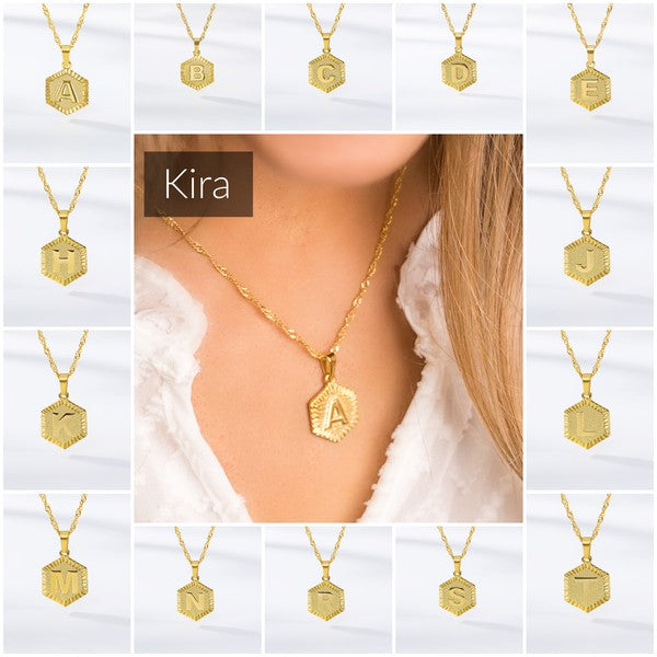 Kira Medallion Pendant Initial Gold Necklace