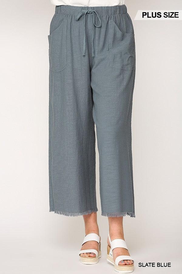 Frayed Wide Leg Pants With Pockets - Dahlia Boutique