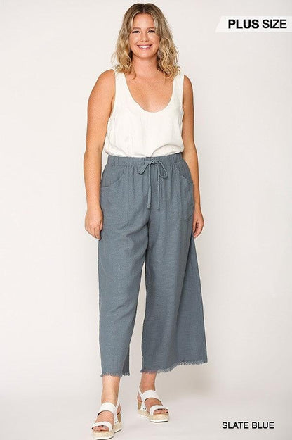 Frayed Wide Leg Pants With Pockets - Dahlia Boutique