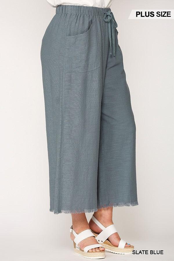 Frayed Wide Leg Pants With Pockets - Dahlia Boutique