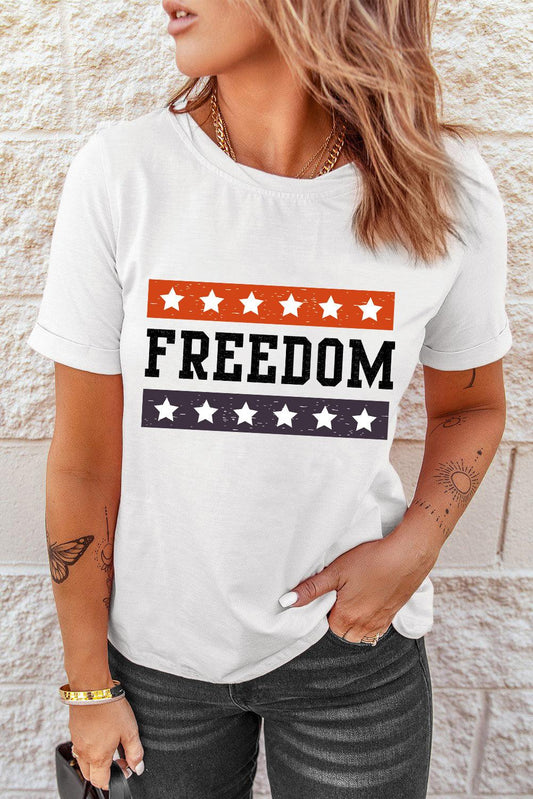 FREEDOM Graphic Cuffed Sleeve Tee - Dahlia Boutique