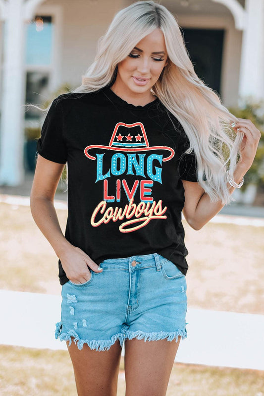LONG LIVE COWBOYS Graphic Tee Shirt - Dahlia Boutique