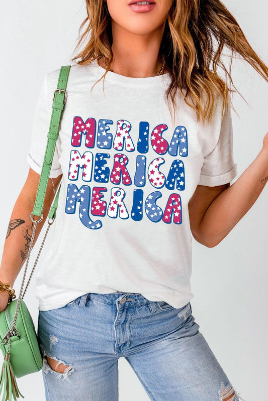 MERICA Graphic Round Neck Tee - Dahlia Boutique