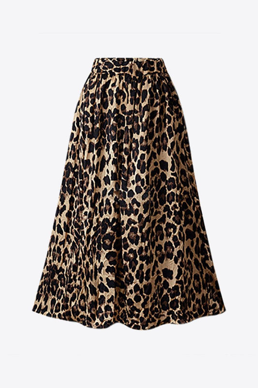 Plus Size Leopard Print Midi Skirt - Dahlia Boutique