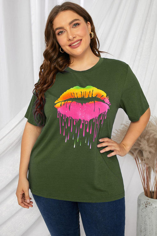 Plus Size Lip Graphic Tee Shirt - Dahlia Boutique