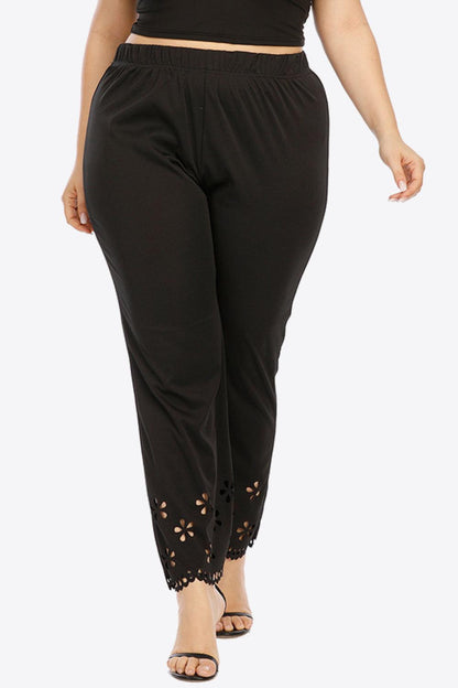 Plus Size Openwork Elastic Waist Pants - Dahlia Boutique