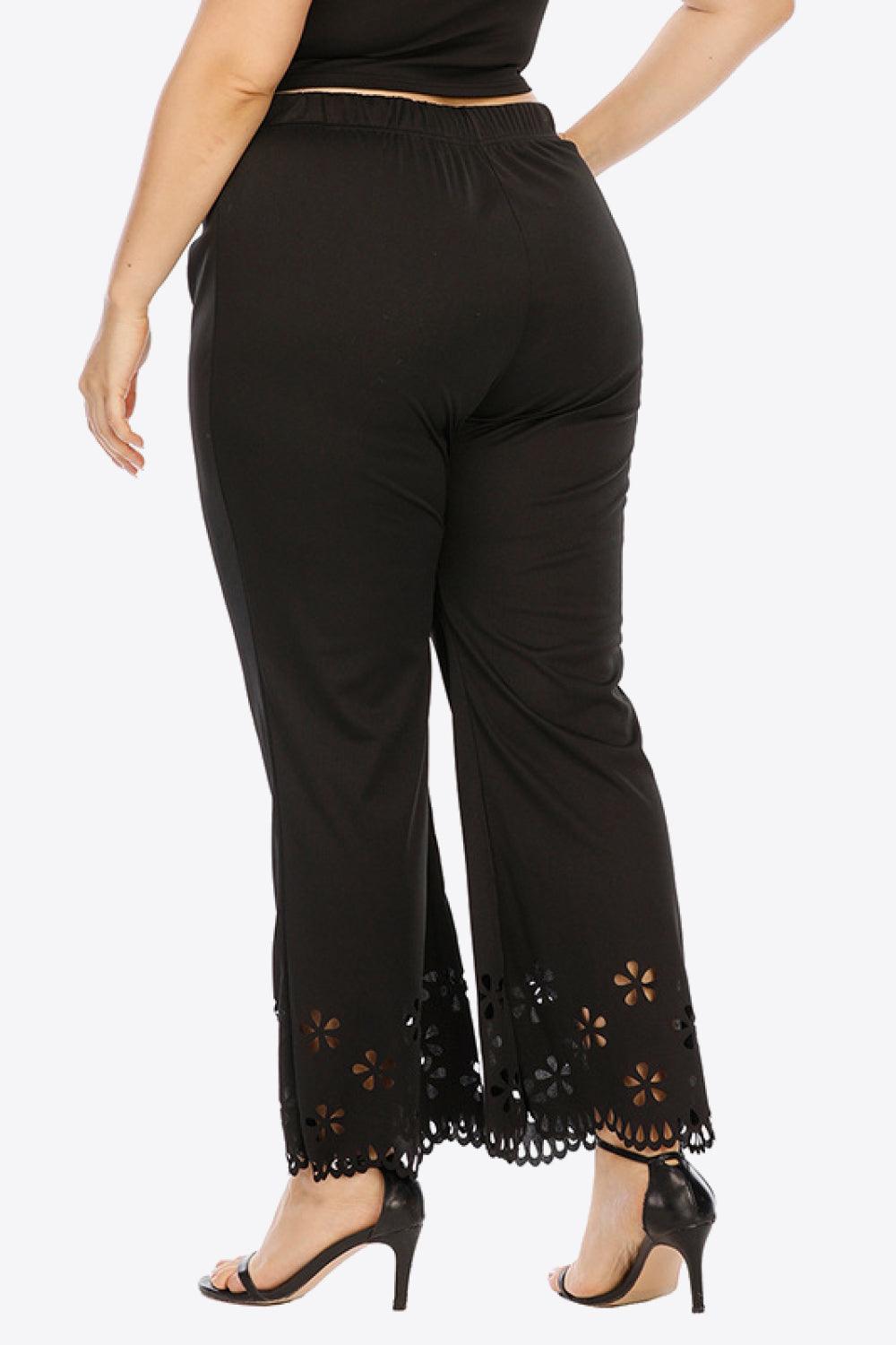 Plus Size Openwork Elastic Waist Pants - Dahlia Boutique