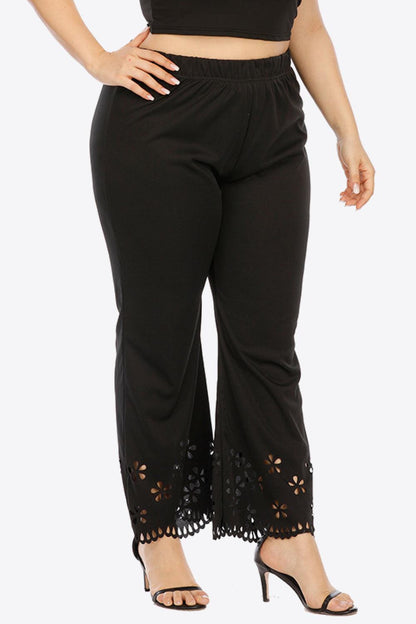 Plus Size Openwork Elastic Waist Pants - Dahlia Boutique