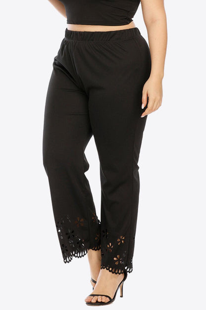 Plus Size Openwork Elastic Waist Pants - Dahlia Boutique