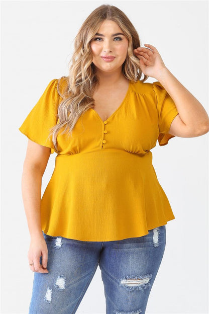 Plus Tie Detail Flare Top - Dahlia Boutique