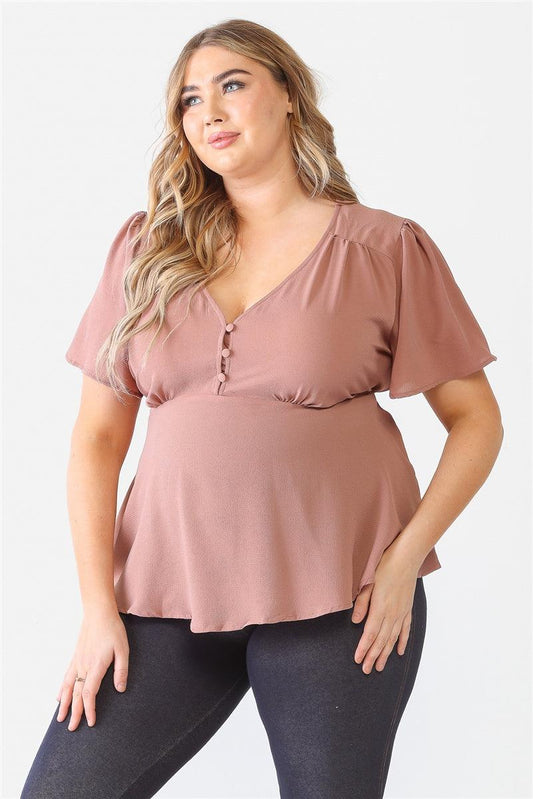 Plus Tie Detail Flare Top - Dahlia Boutique