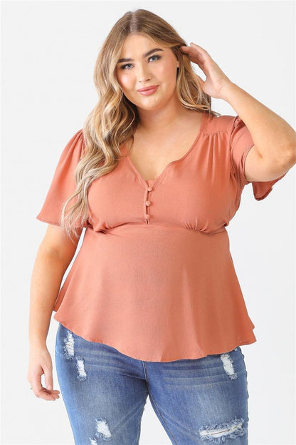 Plus Tie Detail Flare Top - Dahlia Boutique