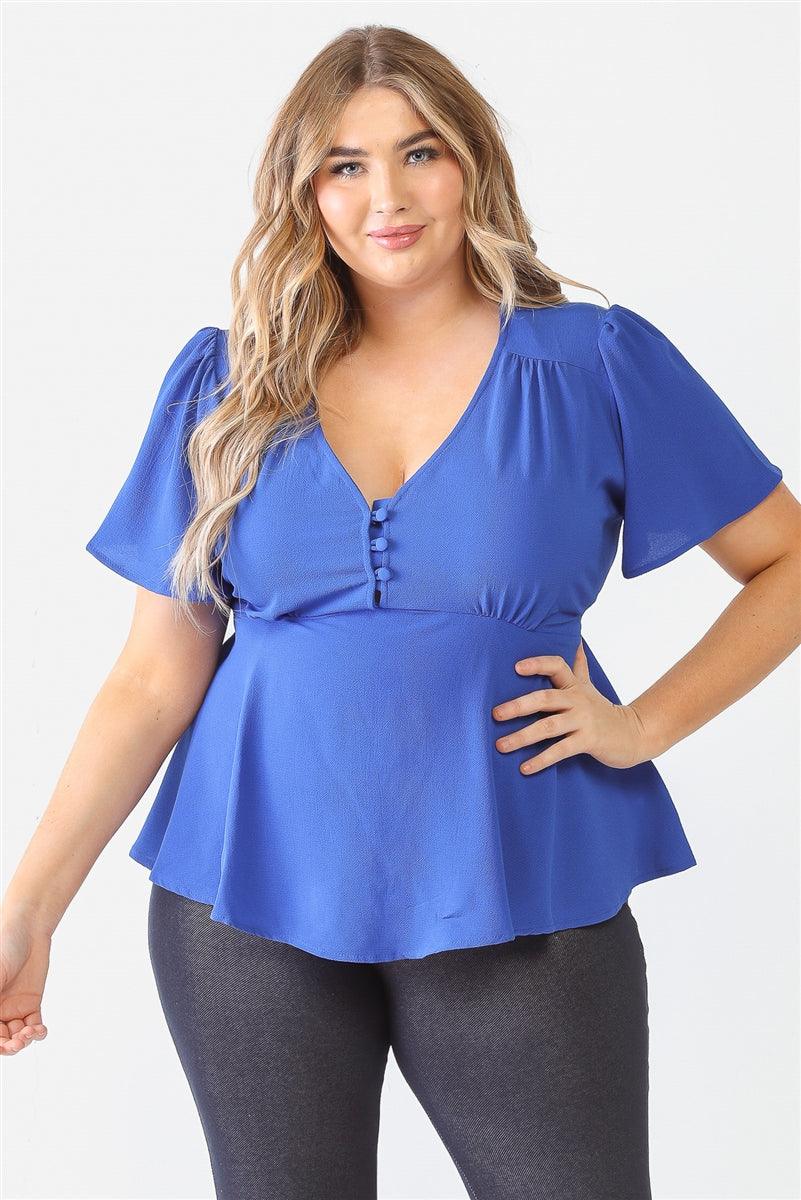 Plus Tie Detail Flare Top - Dahlia Boutique