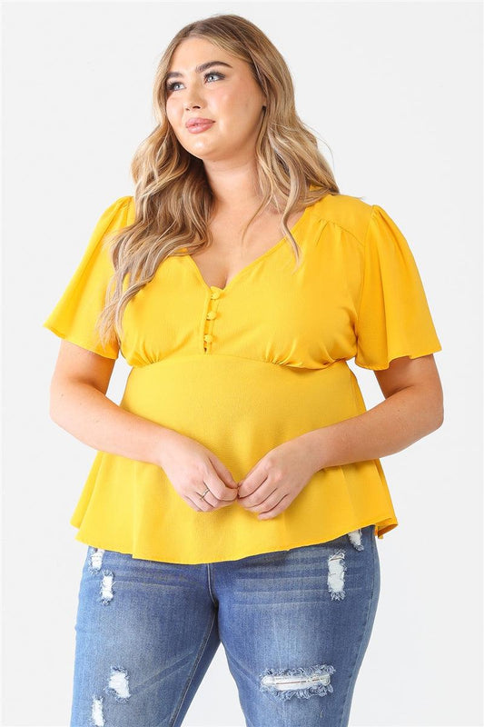 Plus Tie Detail Flare Top - Dahlia Boutique