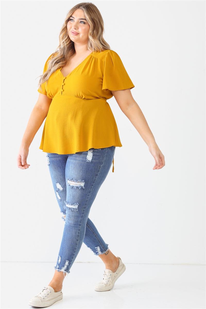 Plus Tie Detail Flare Top - Dahlia Boutique