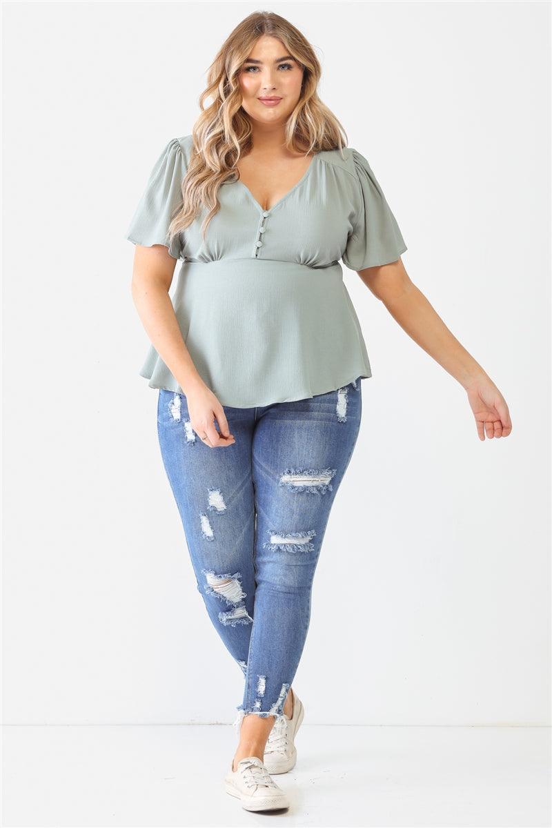 Plus Tie Detail Flare Top - Dahlia Boutique