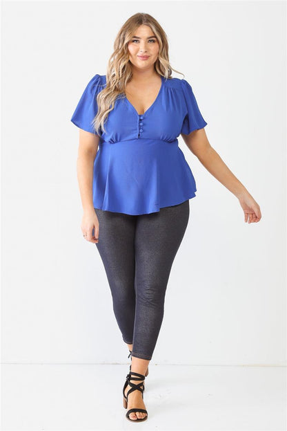 Plus Tie Detail Flare Top - Dahlia Boutique