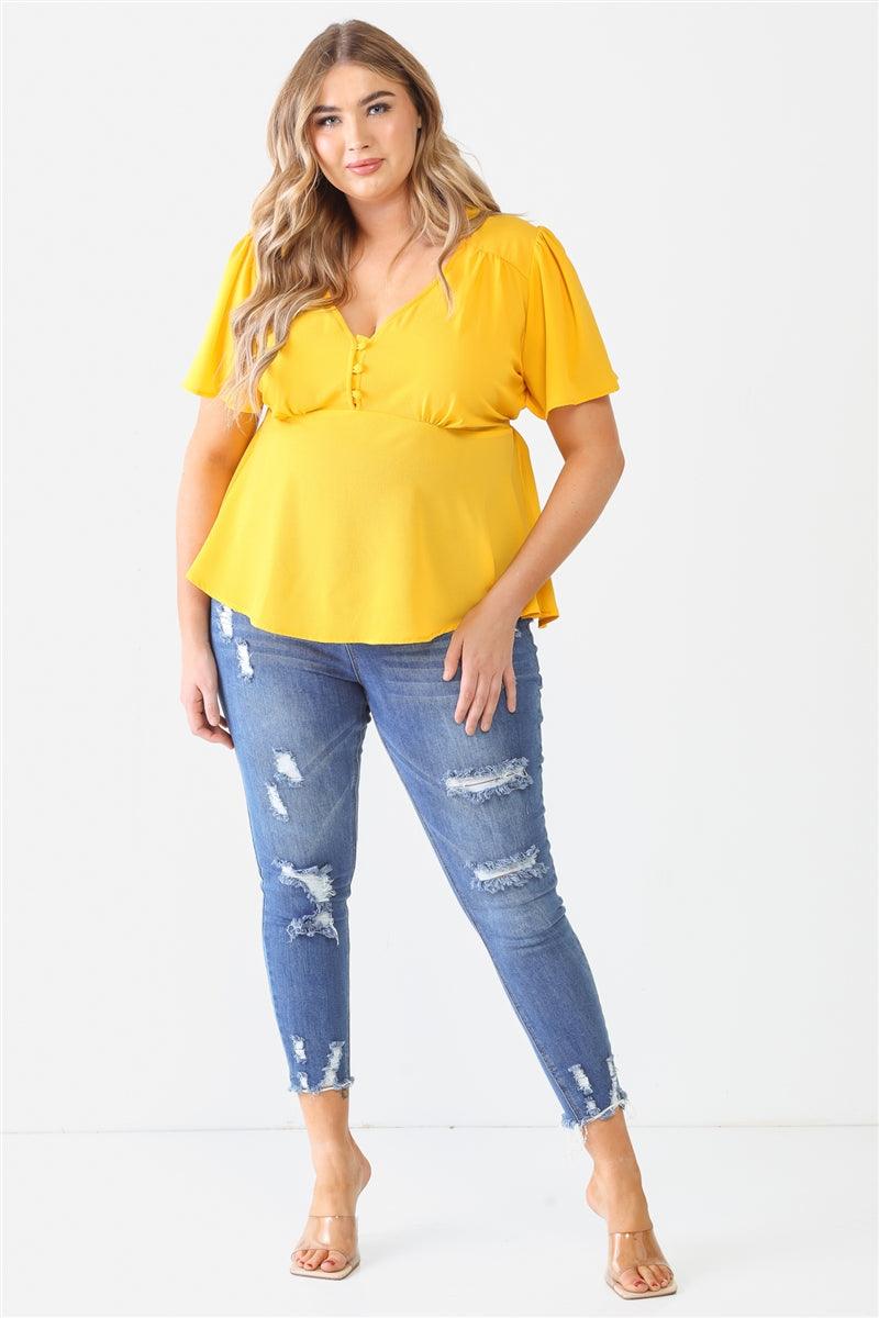 Plus Tie Detail Flare Top - Dahlia Boutique