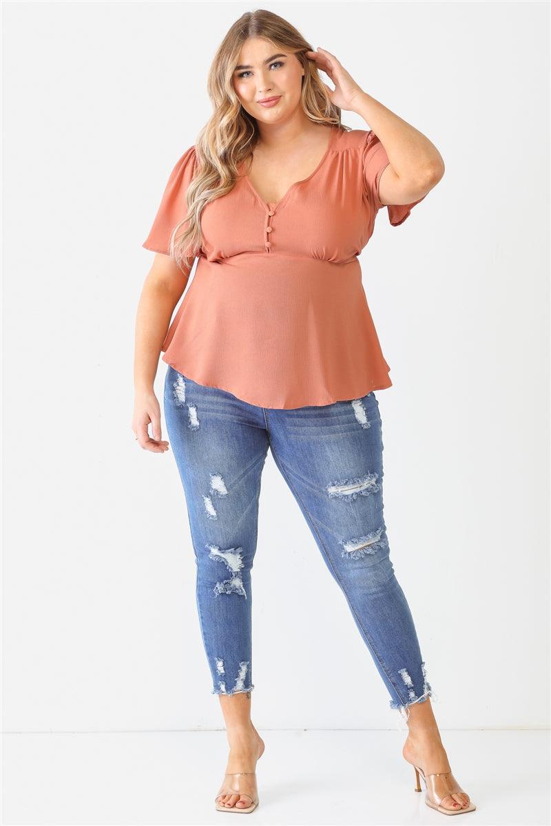 Plus Tie Detail Flare Top - Dahlia Boutique