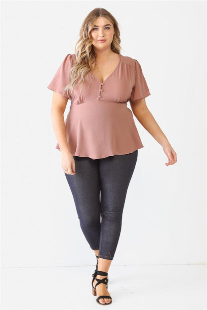 Plus Tie Detail Flare Top - Dahlia Boutique