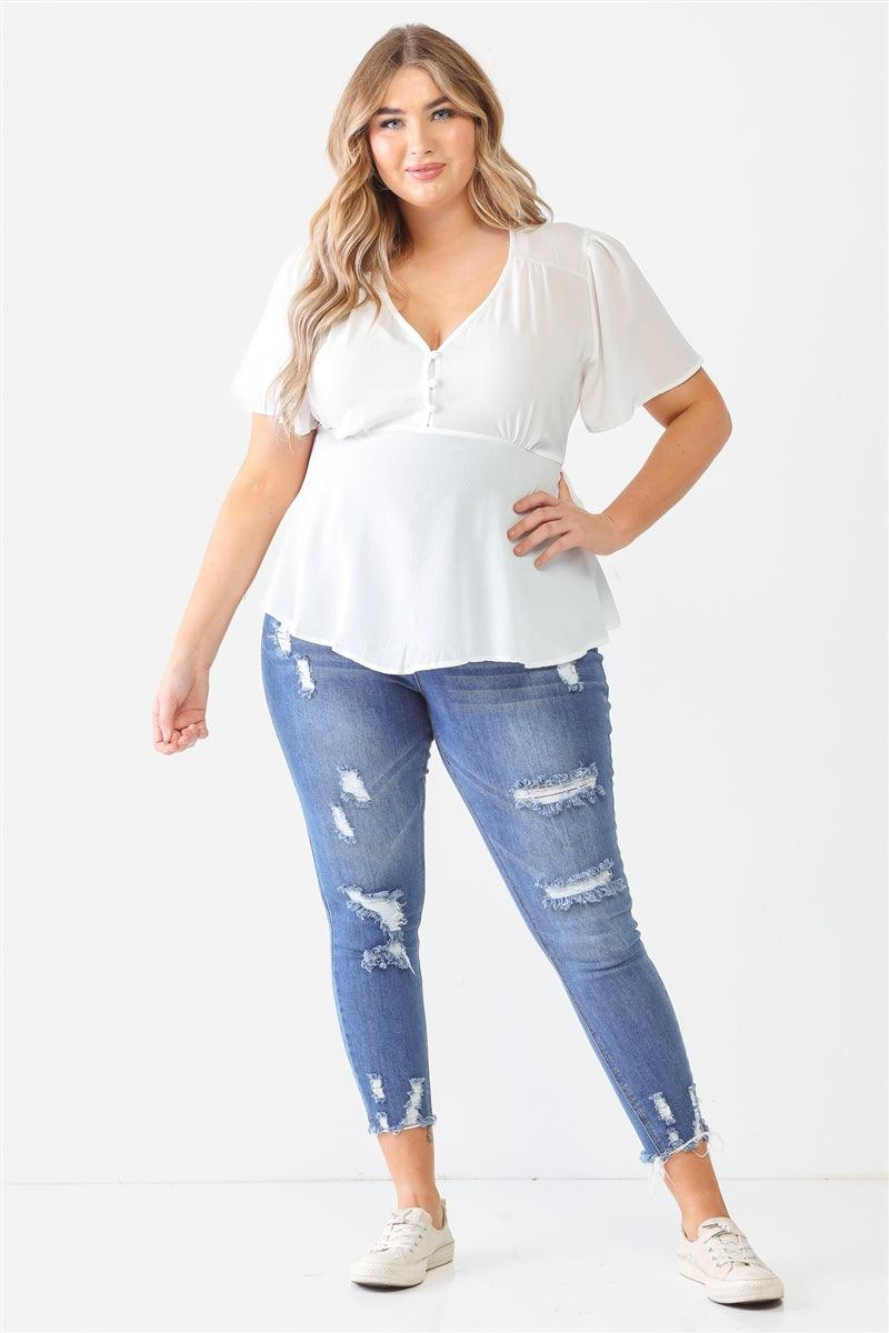 Plus Tie Detail Flare Top - Dahlia Boutique