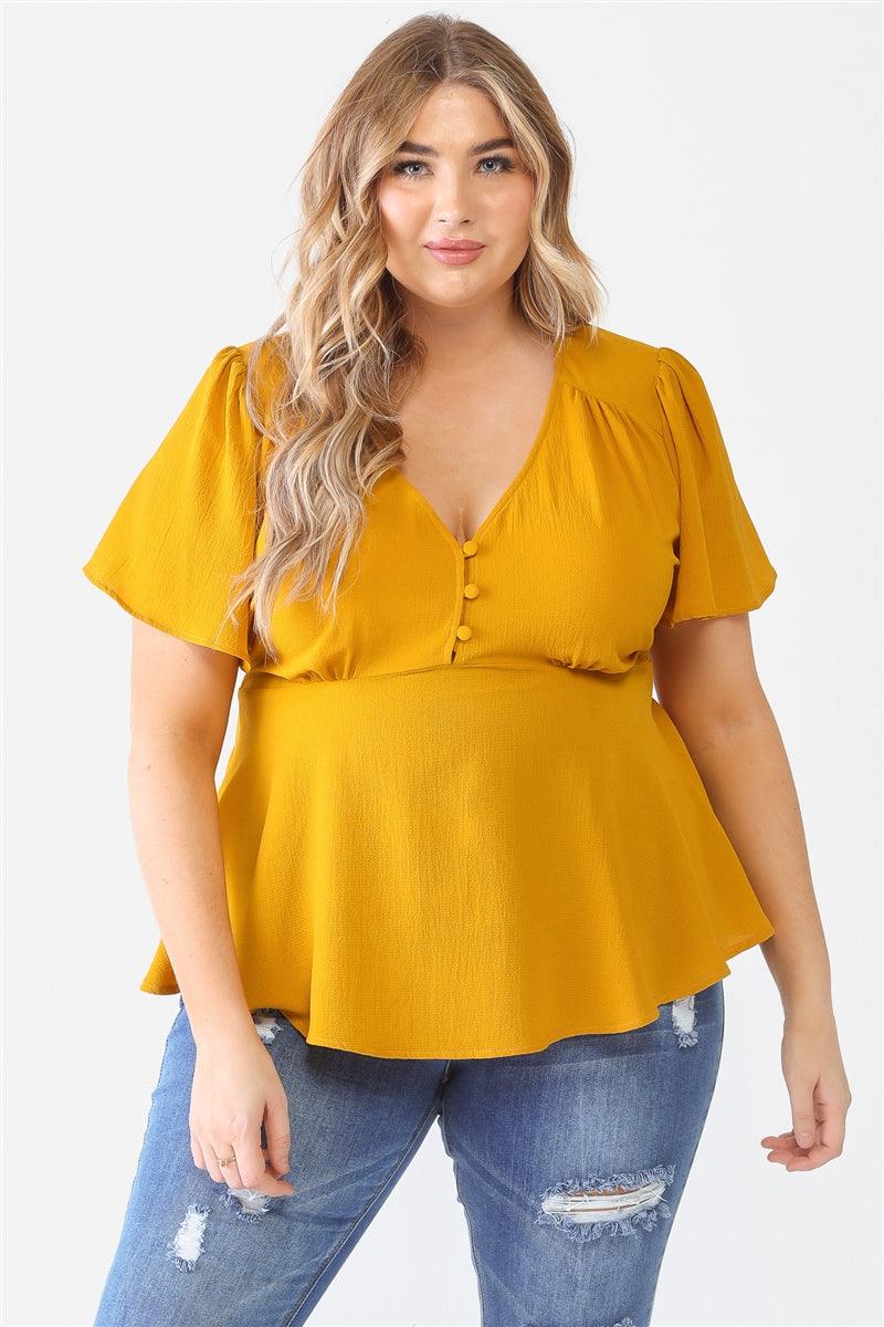 Plus Tie Detail Flare Top - Dahlia Boutique