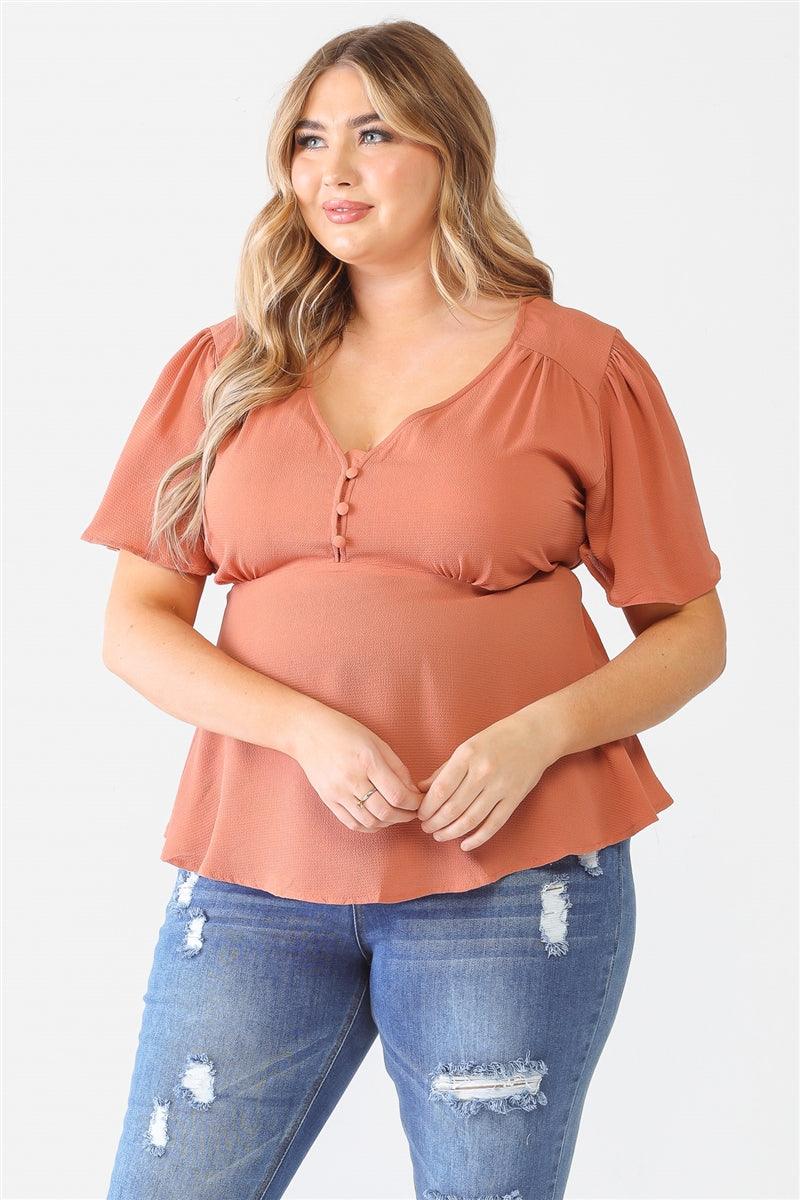 Plus Tie Detail Flare Top - Dahlia Boutique