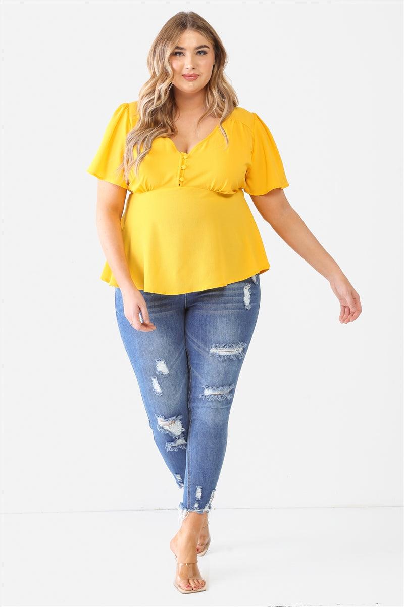 Plus Tie Detail Flare Top - Dahlia Boutique