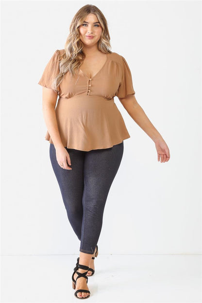 Plus Tie Detail Flare Top - Dahlia Boutique