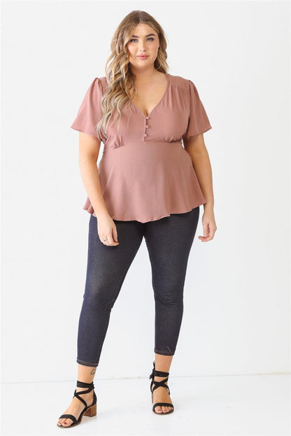 Plus Tie Detail Flare Top - Dahlia Boutique