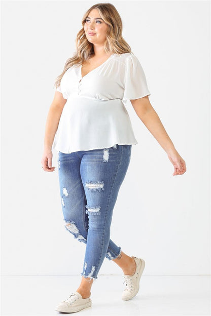 Plus Tie Detail Flare Top - Dahlia Boutique