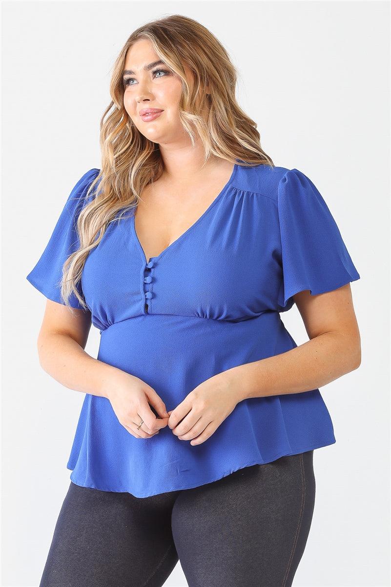 Plus Tie Detail Flare Top - Dahlia Boutique