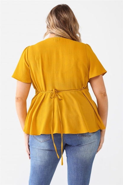 Plus Tie Detail Flare Top - Dahlia Boutique