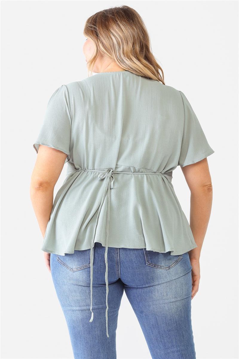 Plus Tie Detail Flare Top - Dahlia Boutique