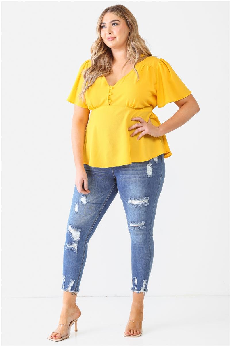 Plus Tie Detail Flare Top - Dahlia Boutique