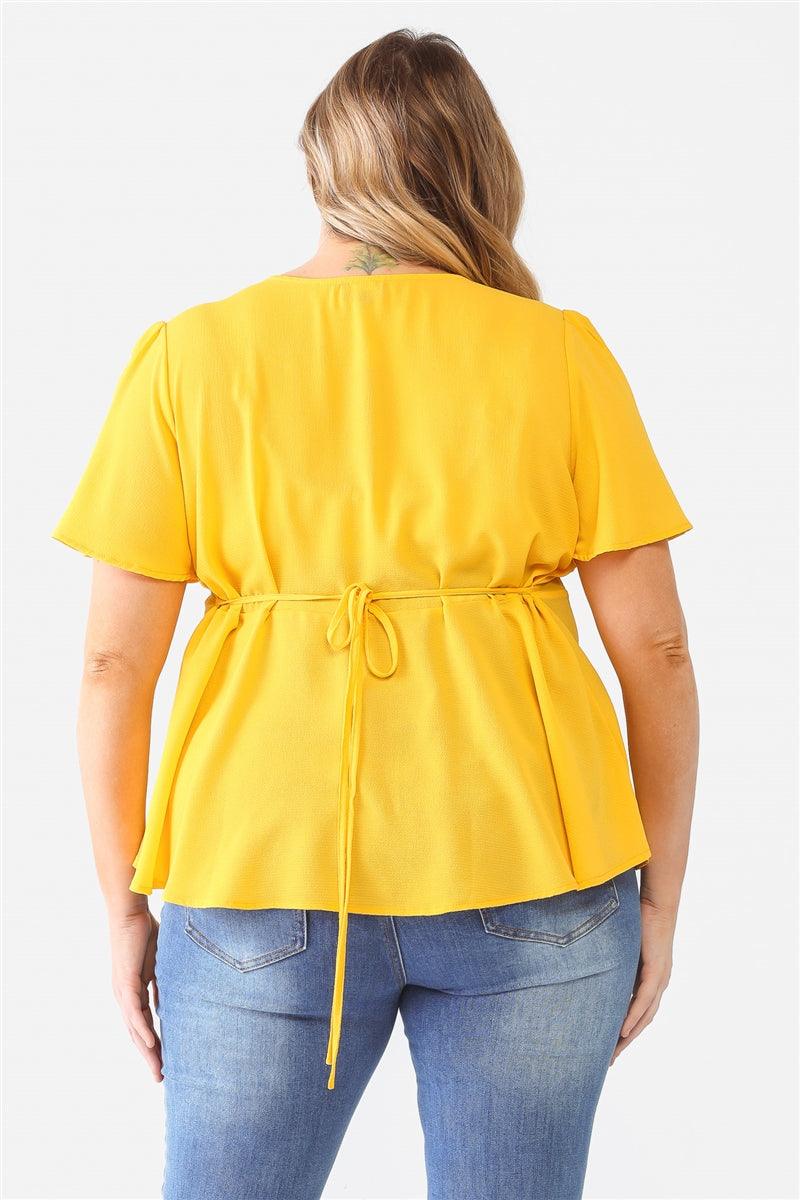 Plus Tie Detail Flare Top - Dahlia Boutique