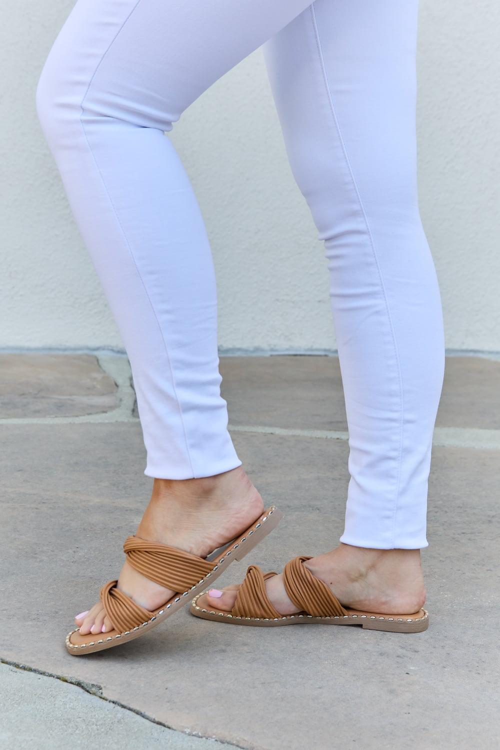 Qupid Summertime Fine Double Strap Twist Sandals - Dahlia Boutique