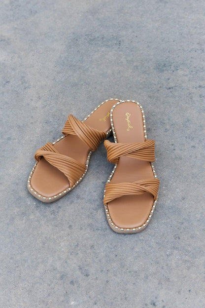 Qupid Summertime Fine Double Strap Twist Sandals - Dahlia Boutique