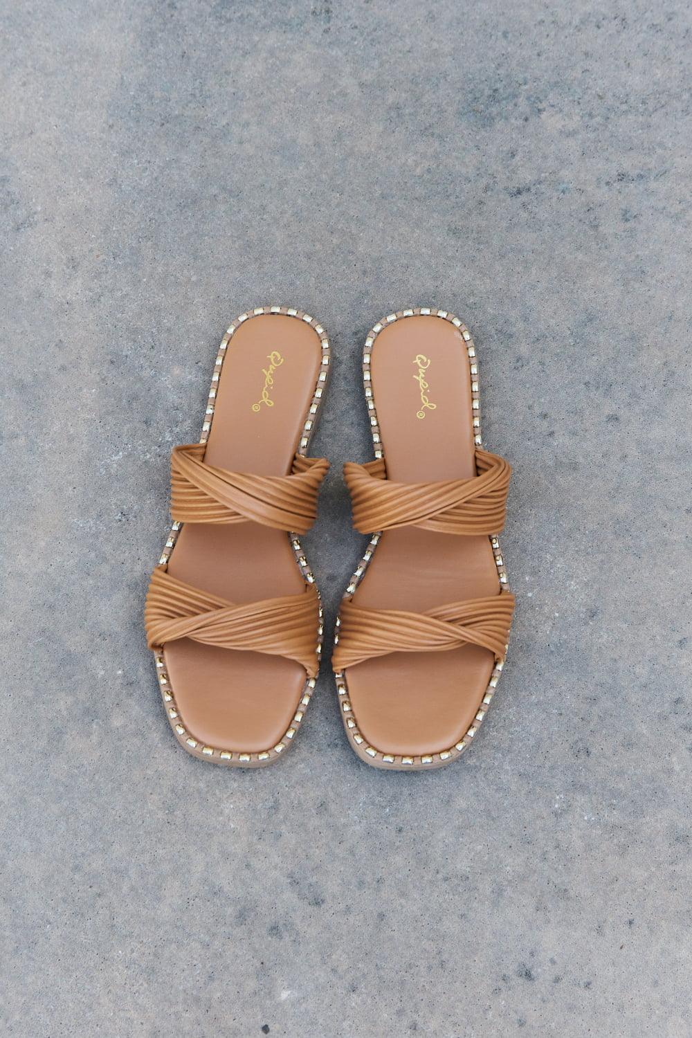 Qupid Summertime Fine Double Strap Twist Sandals - Dahlia Boutique