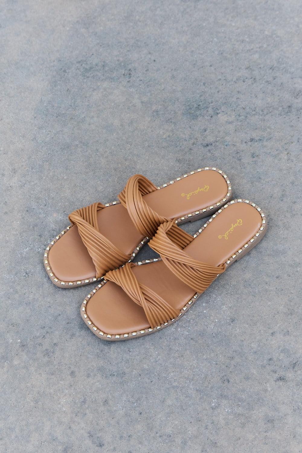 Qupid Summertime Fine Double Strap Twist Sandals - Dahlia Boutique