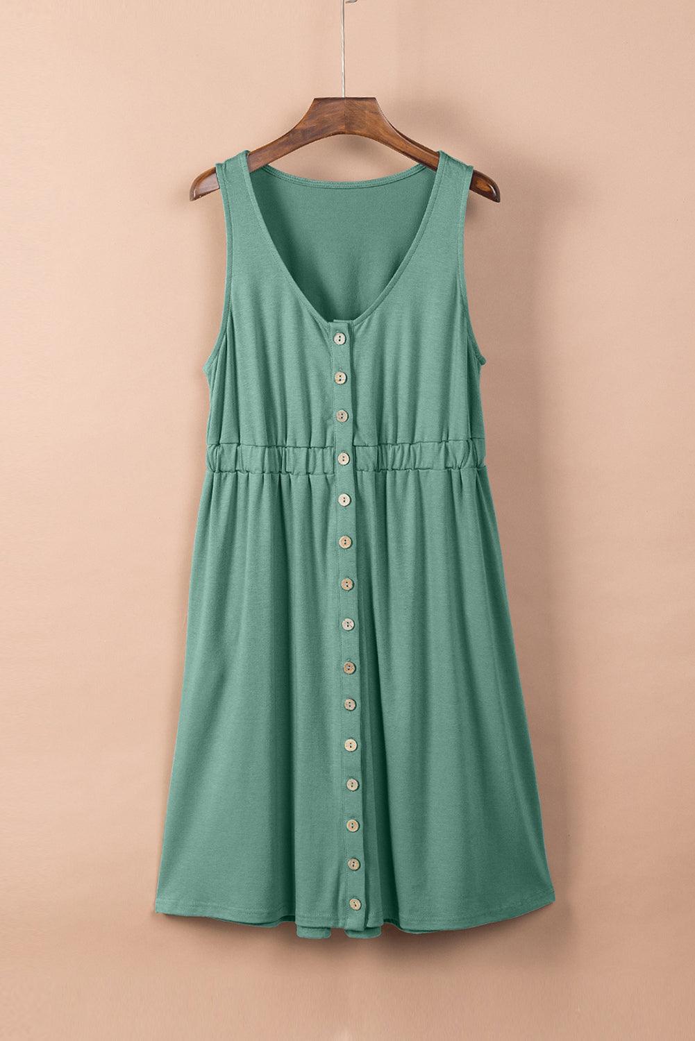 Sleeveless Button Down Mini Dress - Dahlia Boutique